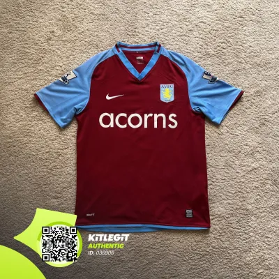 Front view of Aston Villa 2008/09 Nike Home Shirt (Acorns) - Men's Medium
