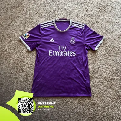 Front view of Real Madrid 2016/17 Adidas Away Shirt (Fly Emirates) - Men's Large