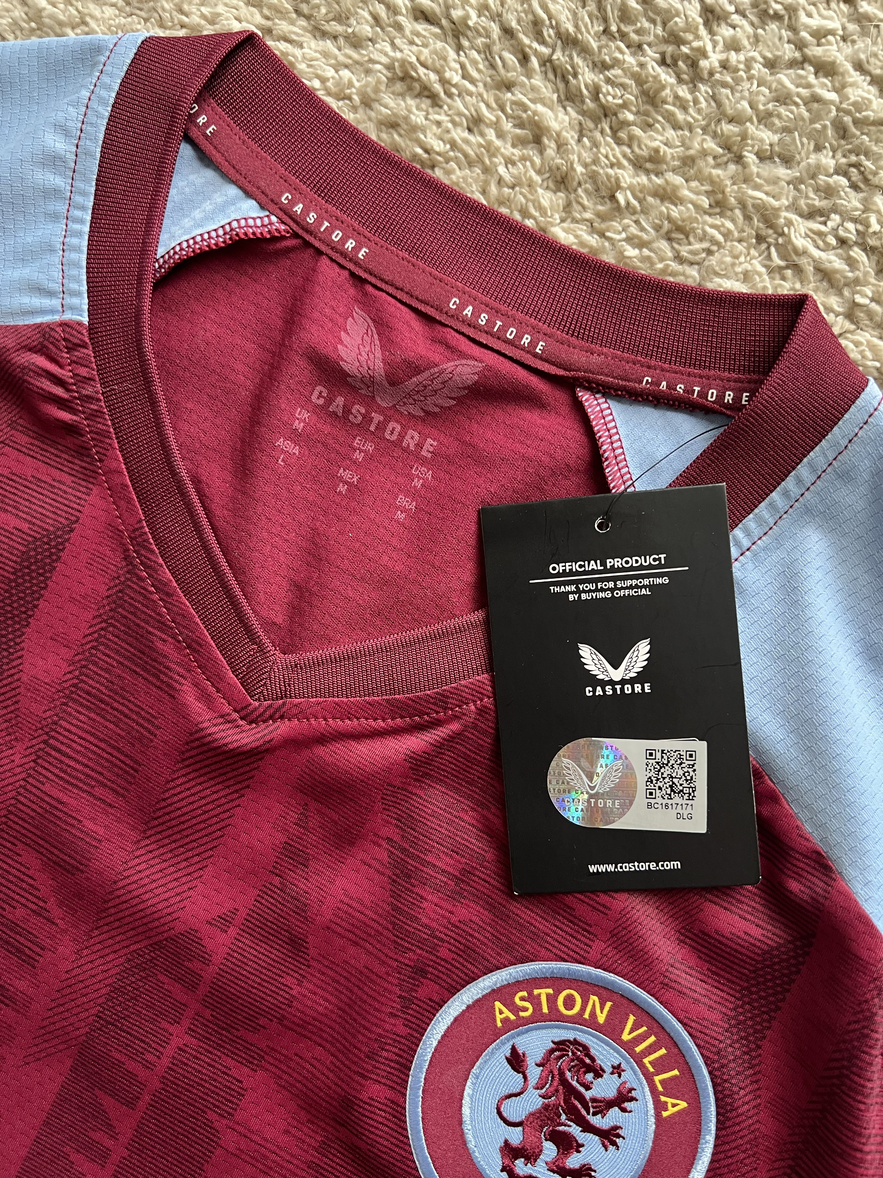 Authenticity evidence image of Aston Villa 2023/24 Castore Home Pro Shirt (BK8) - Men's Medium